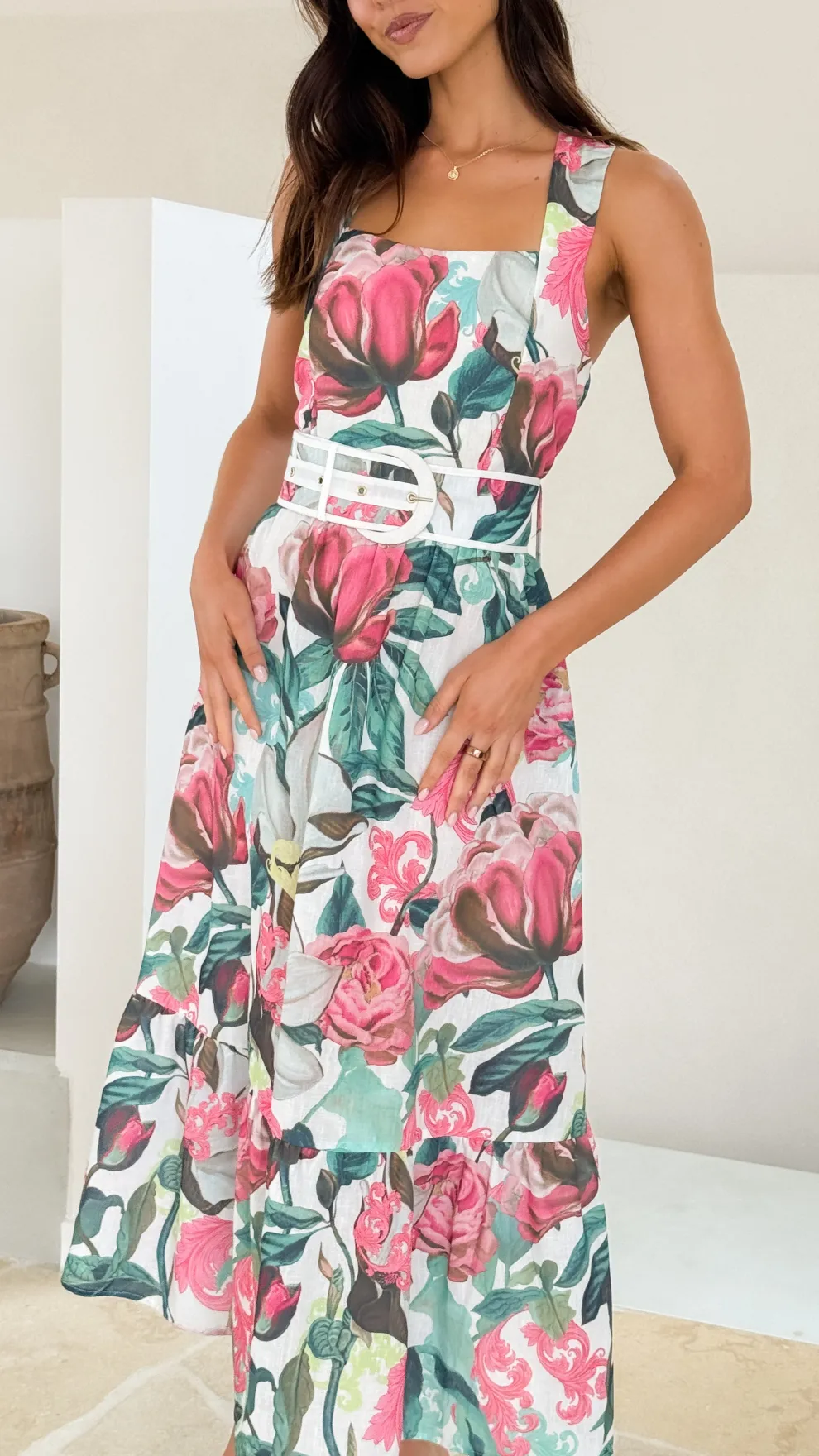 Reba Maxi Dress - Pink/Green Floral