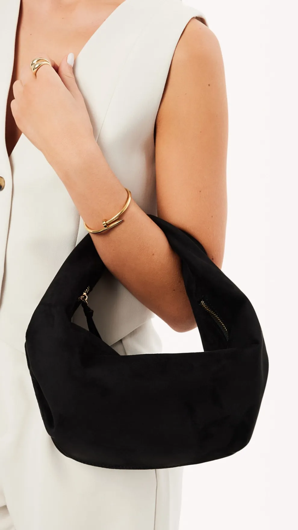 Renee Shoulder Bag - Black Suede
