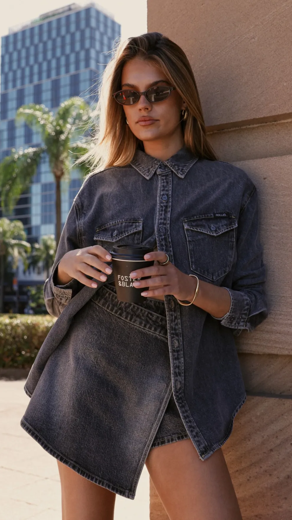 Rollas Classic Denim Shirt - Black Stone