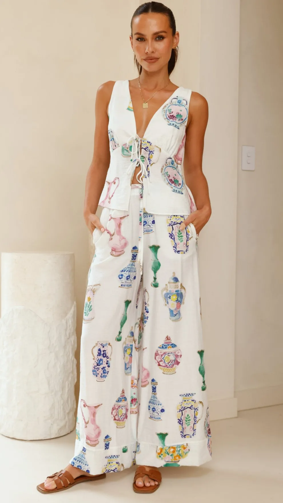 Sabin Pants - Vase Print