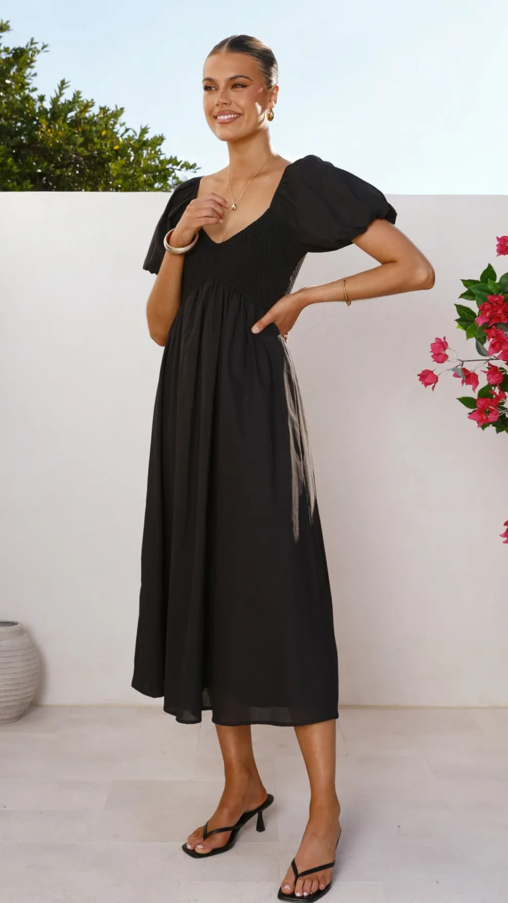 Sahirah Midi Dress - Black