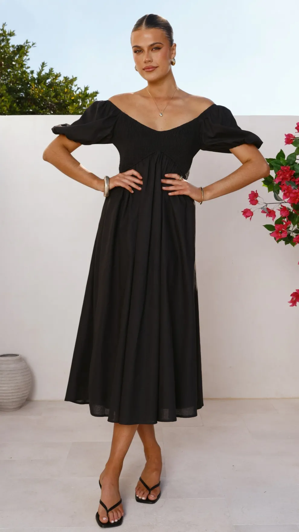 Sahirah Midi Dress - Black