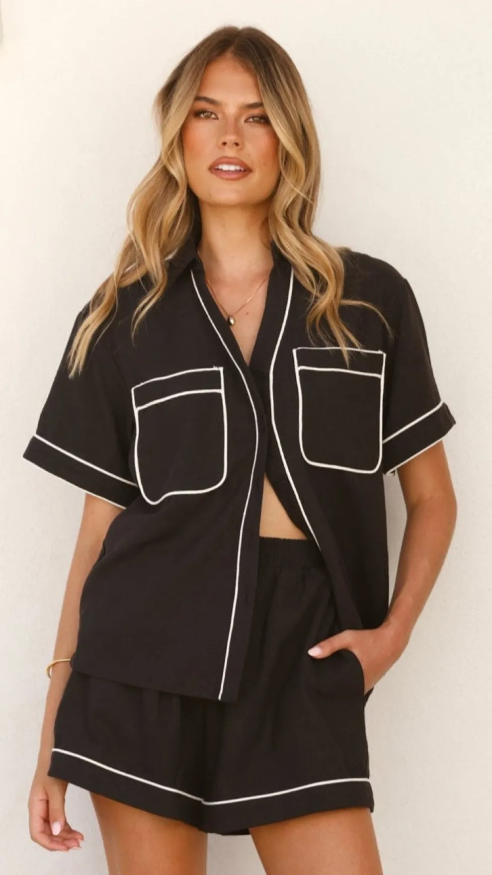 Salome Button Up Shirt - Black/White