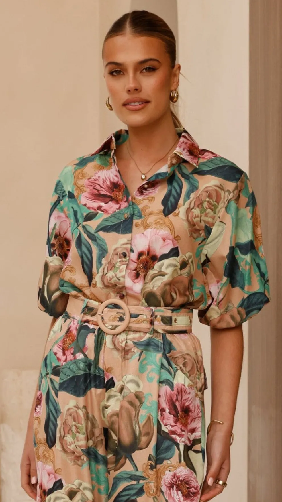 Sammy Button Down Shirt - Mocha Rose