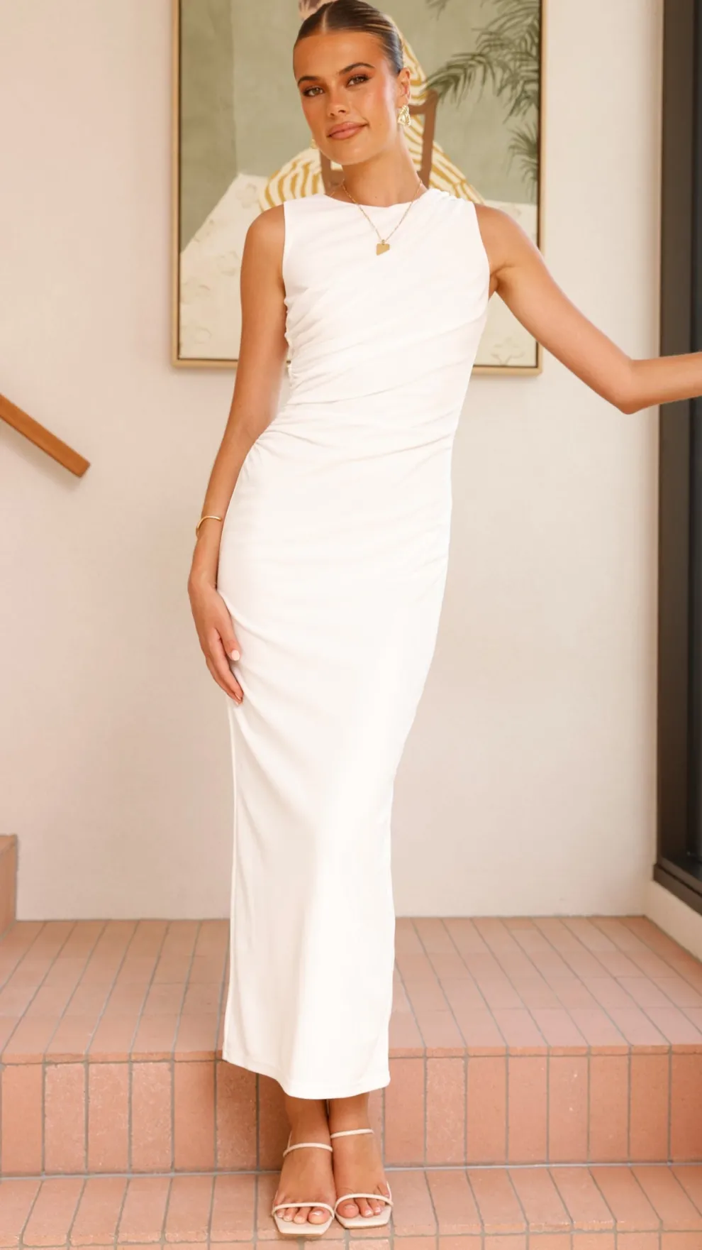 Sarsha Boatneck Maxi Dress - White