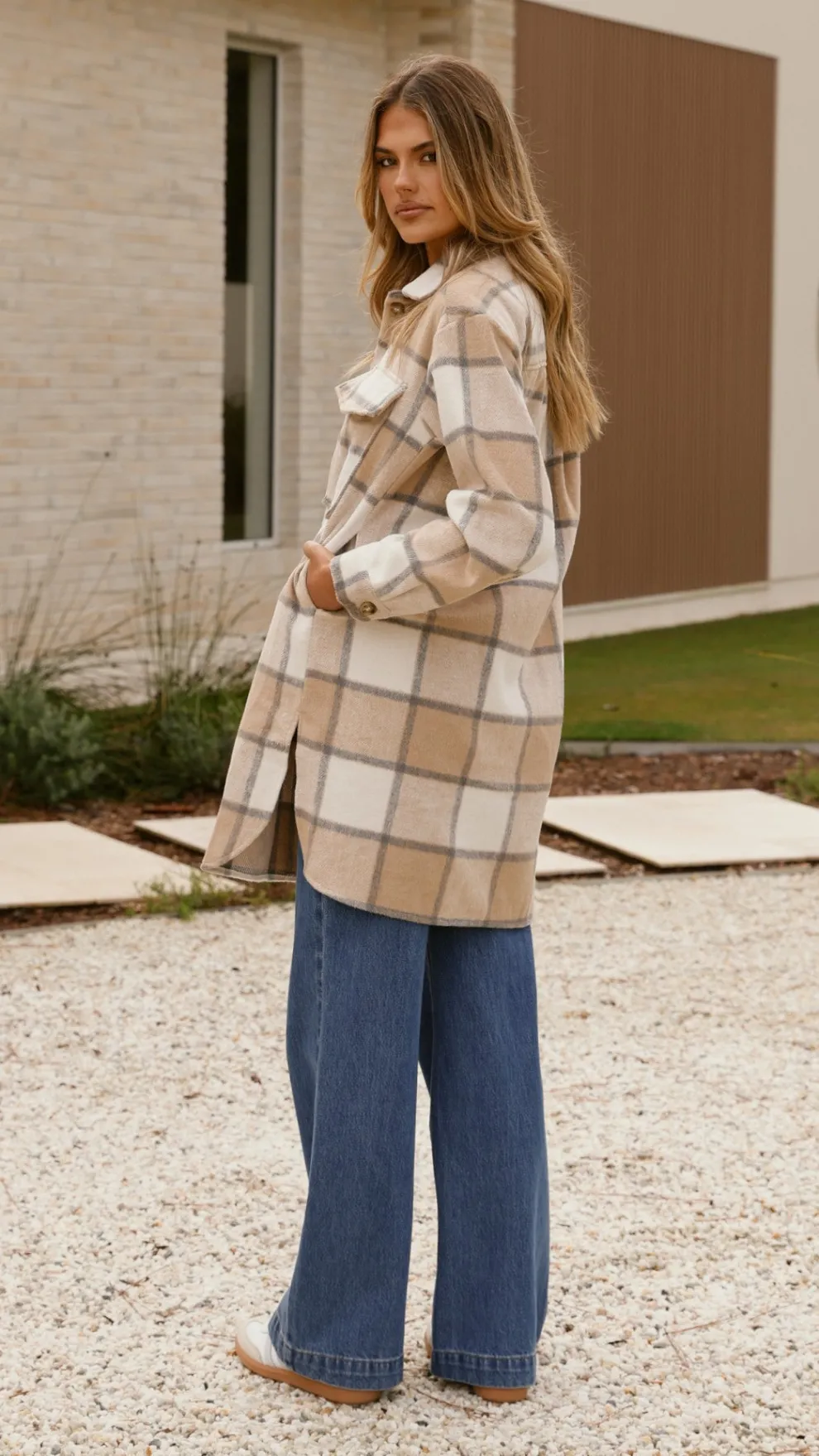 Saskia Jacket - Beige/Cream Check