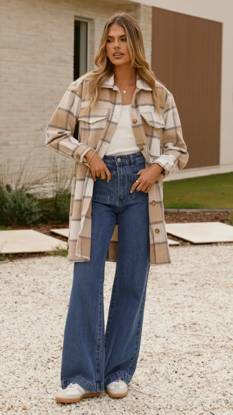 Saskia Jacket - Beige/Cream Check