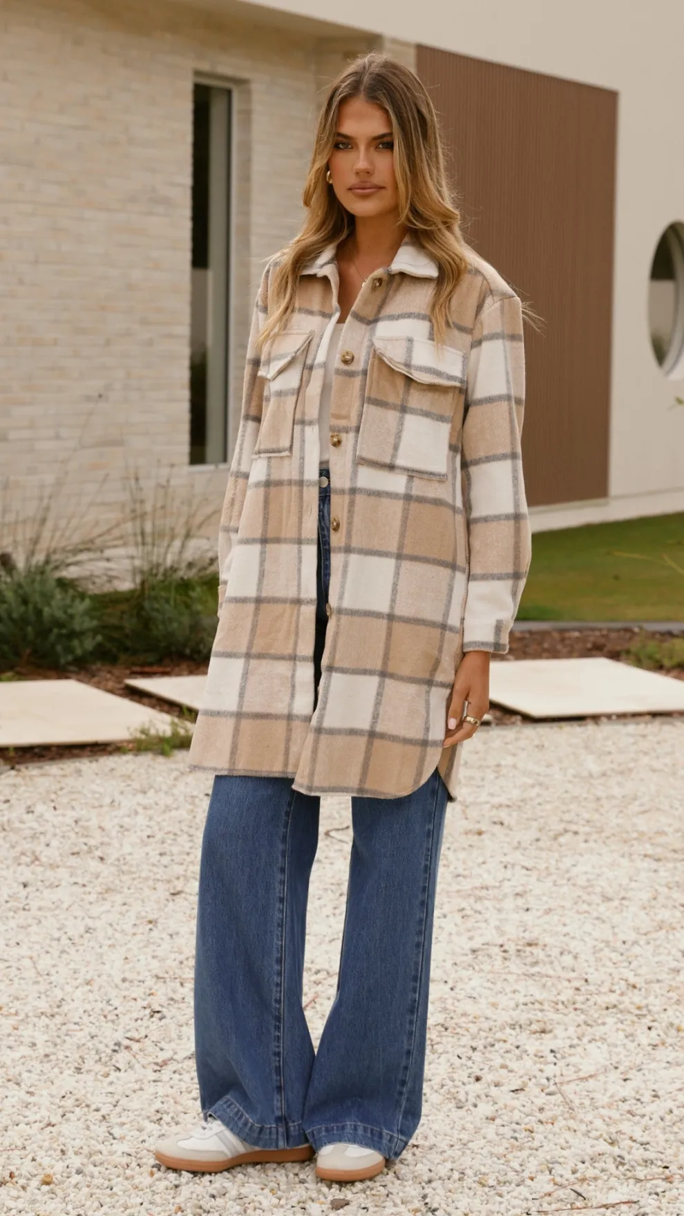 Saskia Jacket - Beige/Cream Check