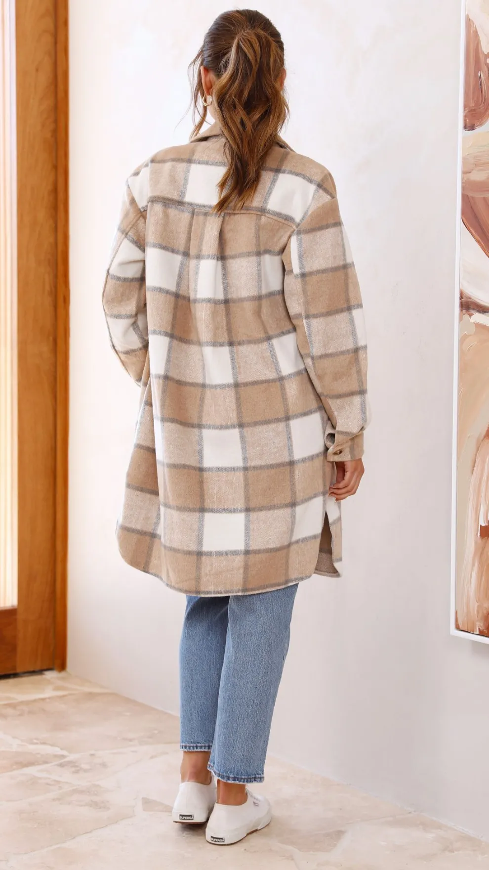 Saskia Jacket - Beige/Cream Check
