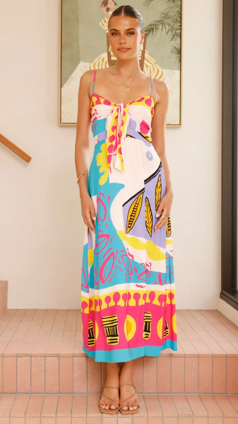 Shahar Maxi Dress - Pink Print