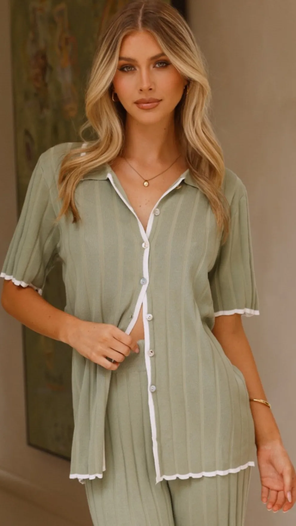 Shaylie Button Up Shirt - Sage