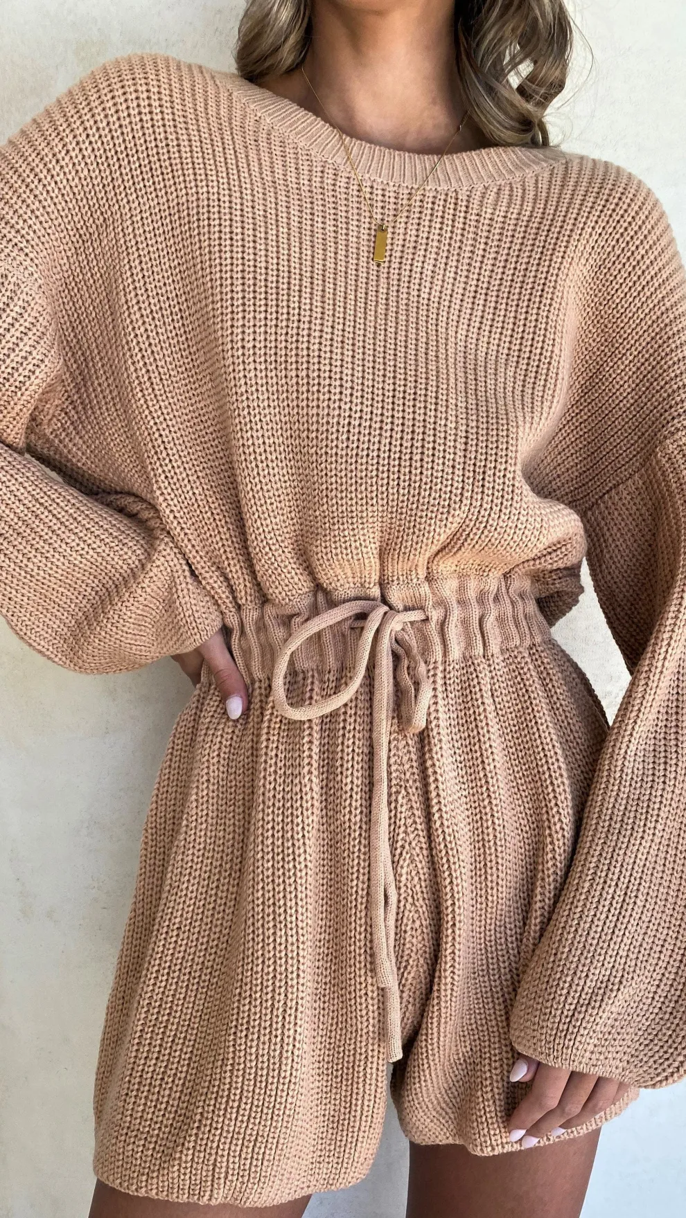 Sol Knit Playsuit - Camel