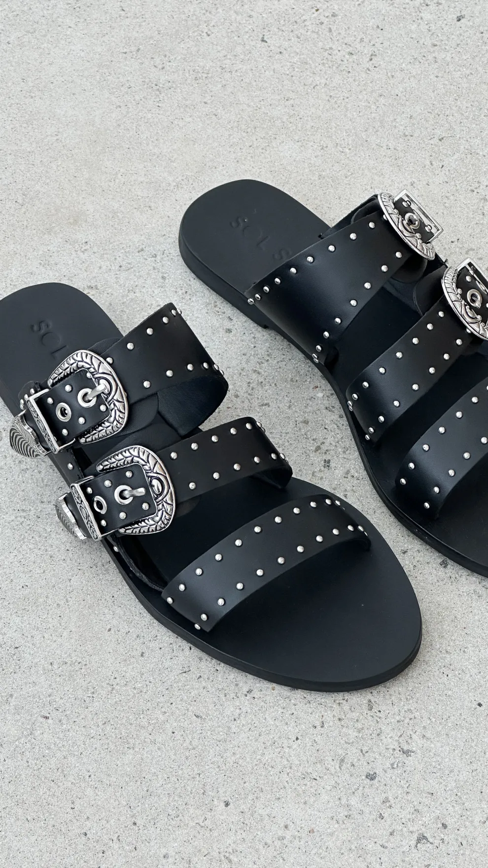 Sol Sana Eastwood Stud Slide - Black / Silver