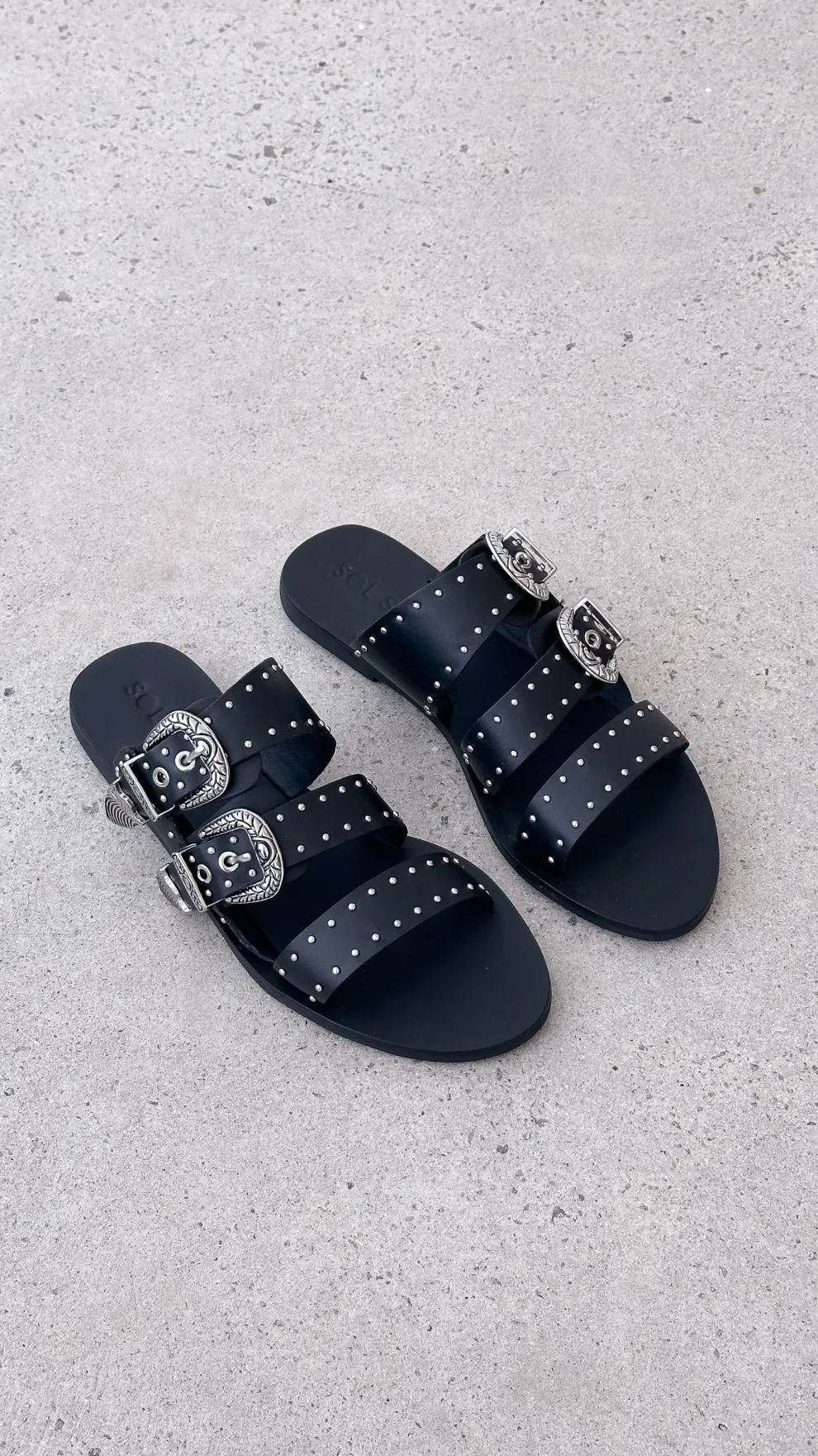 Sol Sana Eastwood Stud Slide - Black / Silver
