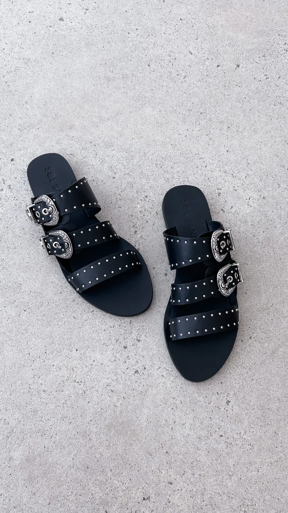 Sol Sana Eastwood Stud Slide - Black / Silver