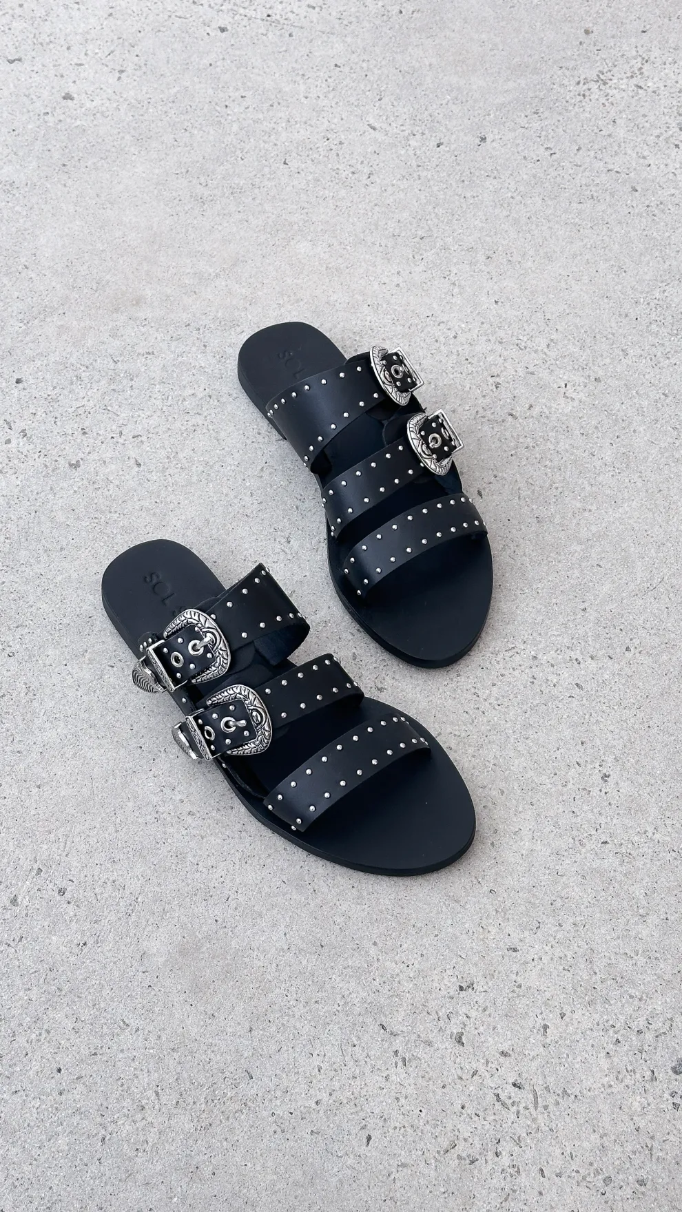 Sol Sana Eastwood Stud Slide - Black / Silver