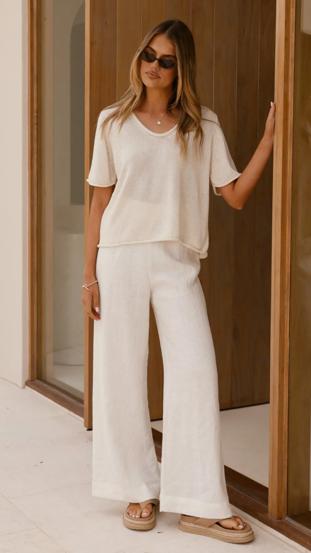 Spring Scoop Neck Tee - Natural