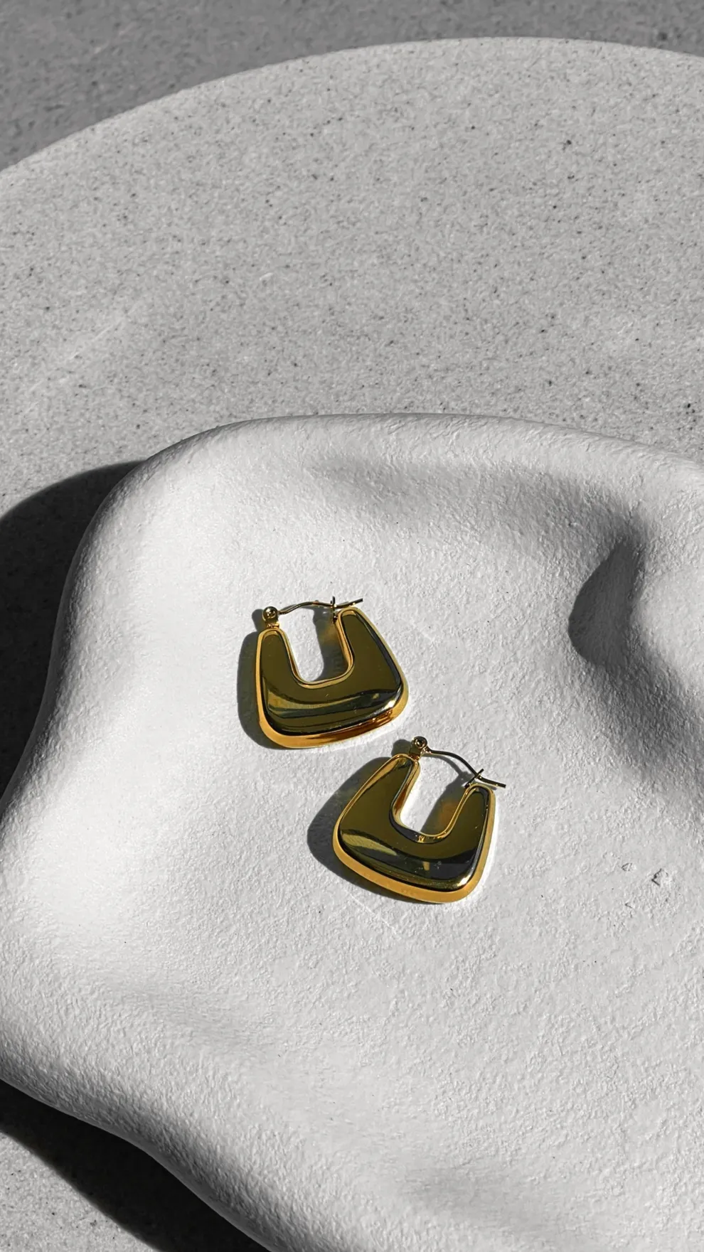 Square Crush Gold Plated Earrings - Gold