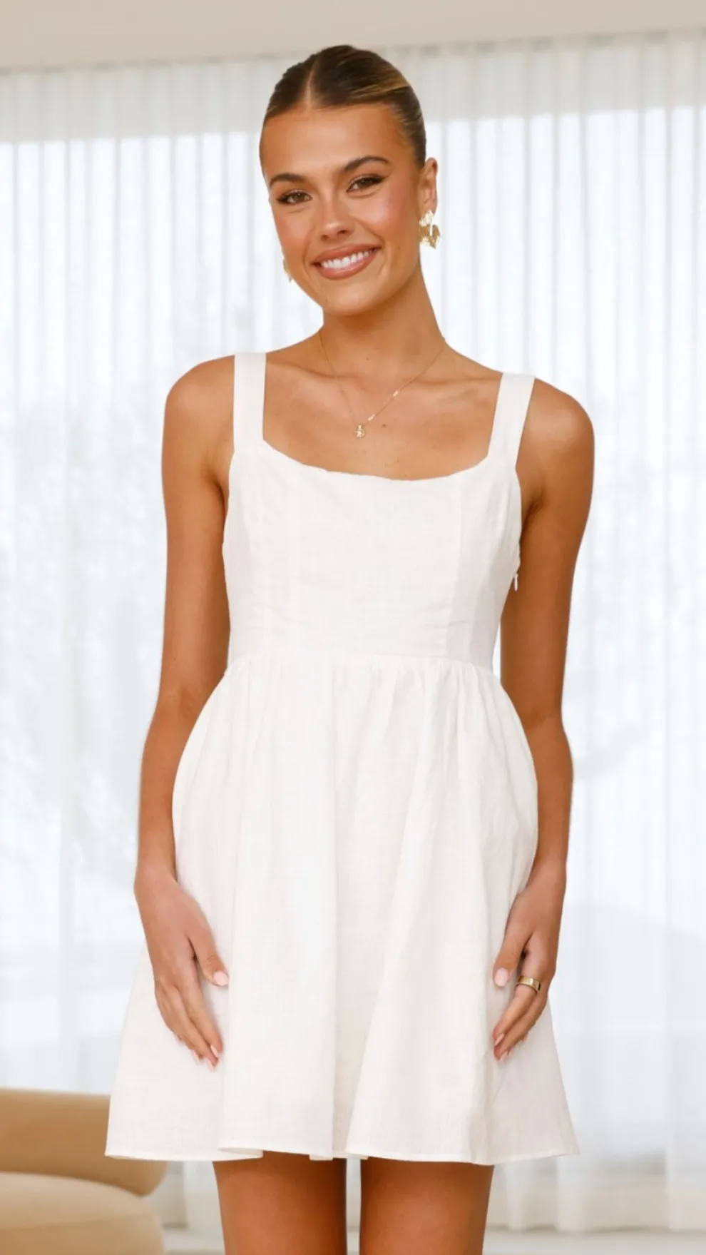 Stacey Linen Mini Dress - White