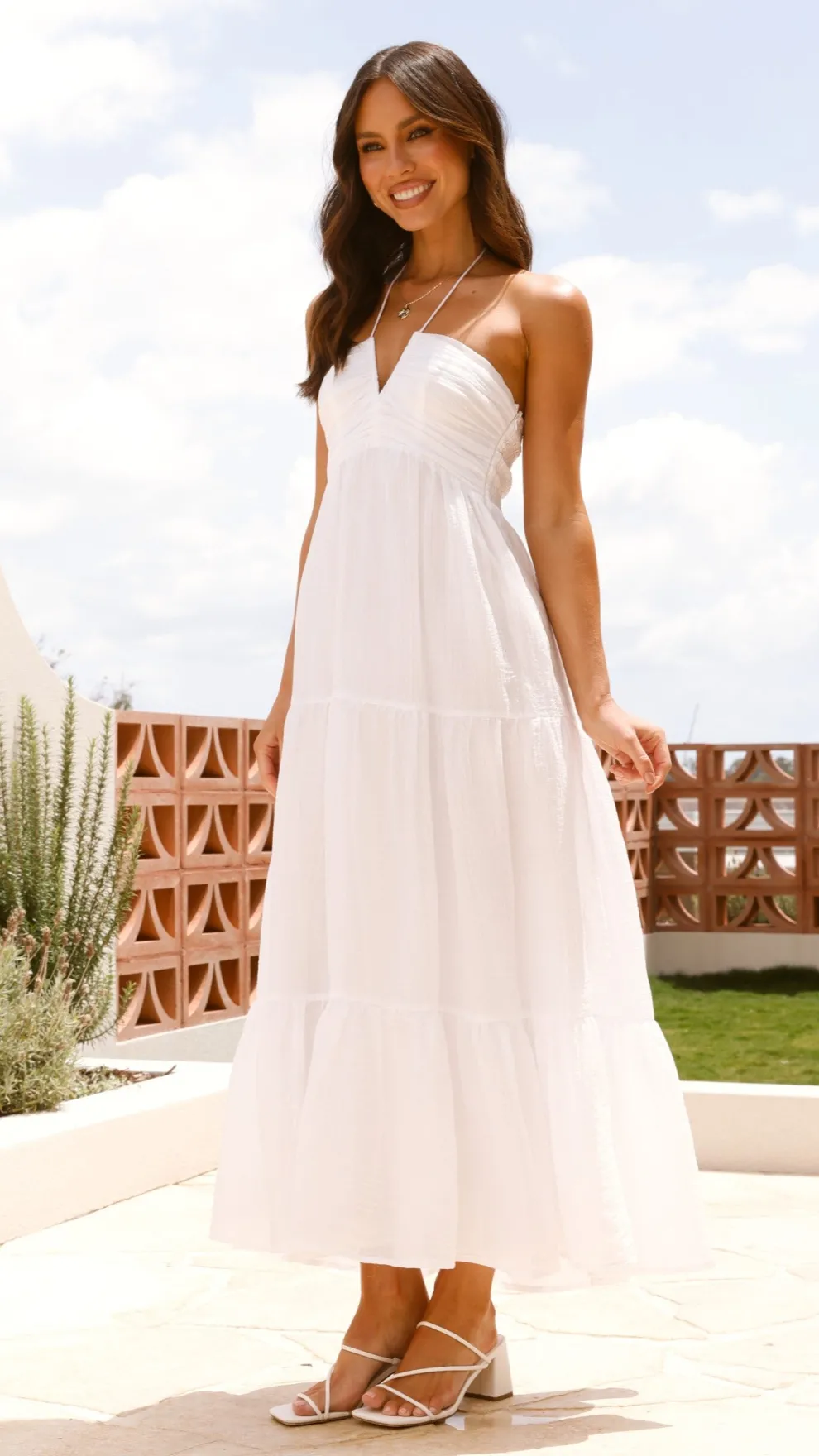 Taffeta Maxi Dress - White