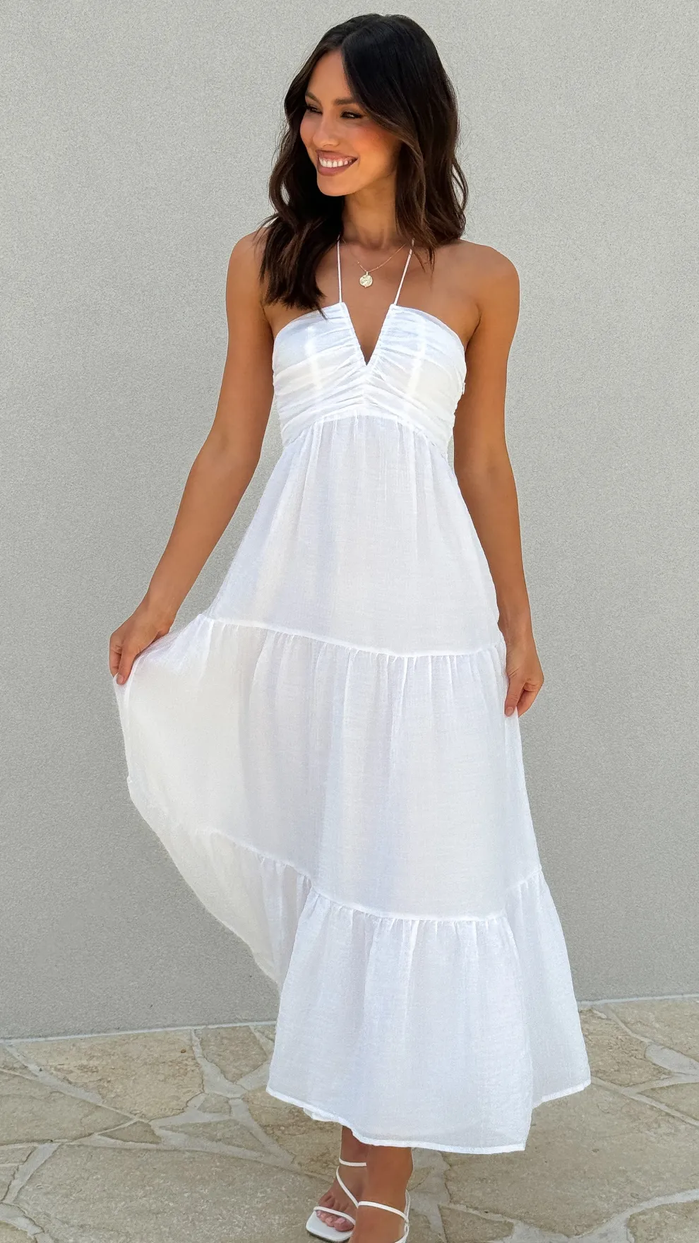 Taffeta Maxi Dress - White