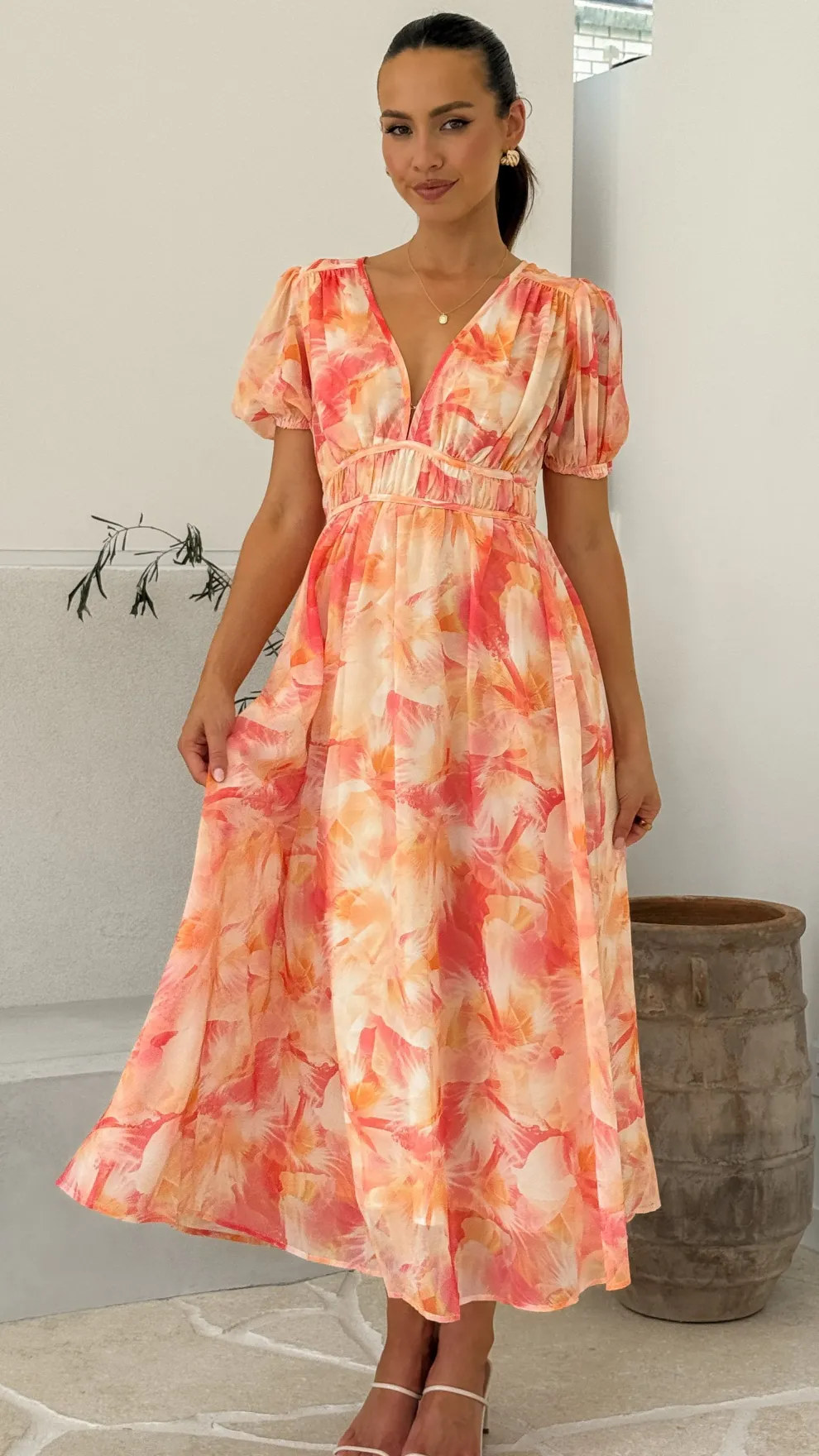 Talma Maxi Dress - Orange Floral