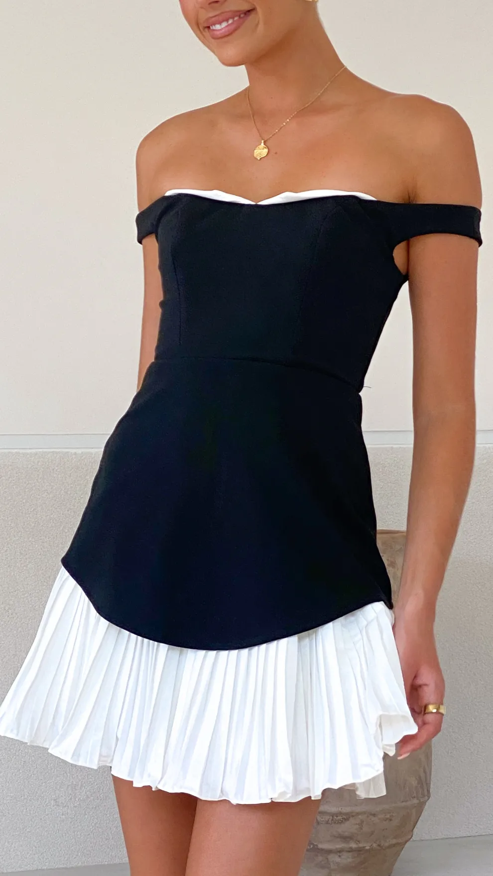 Talmai Mini Dress - Black / White