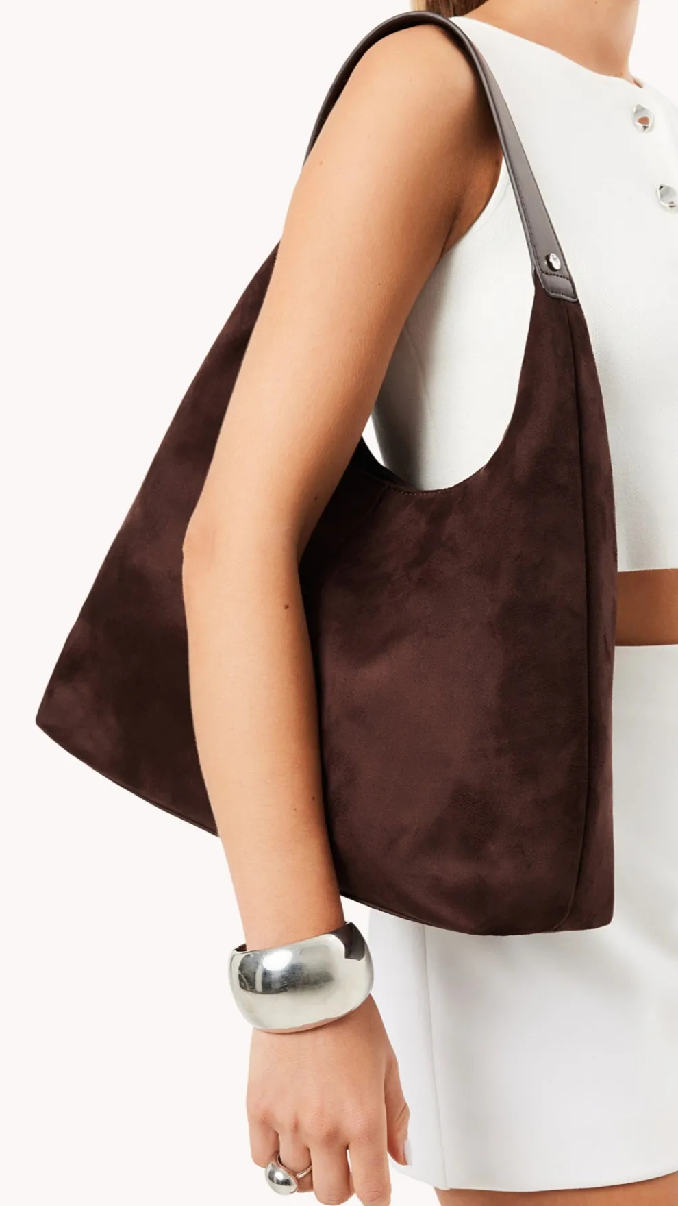 Tammy Shoulder Bag - Chocolate Suede