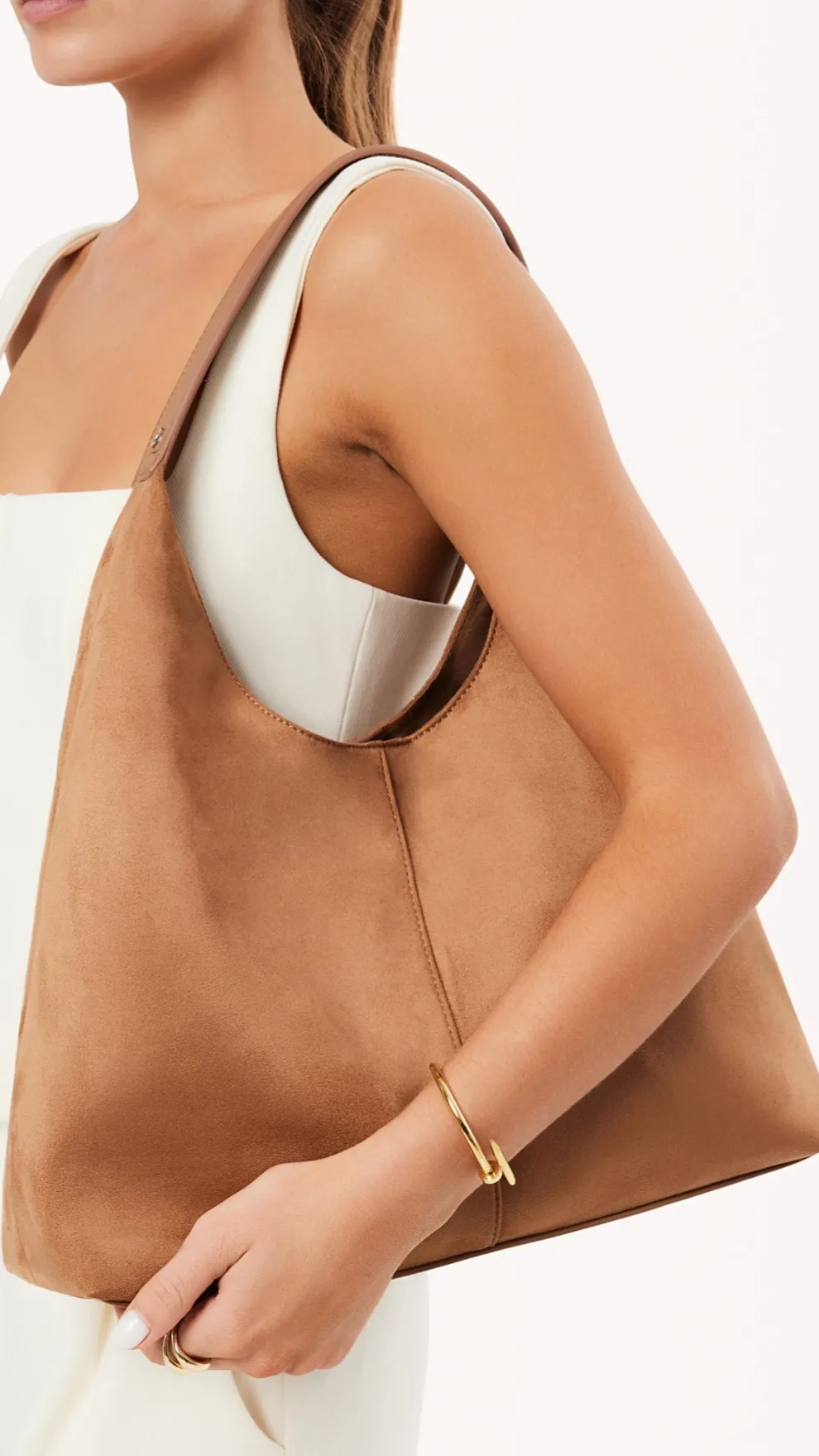 Tammy Shoulder Bag - Dark Tan Suede