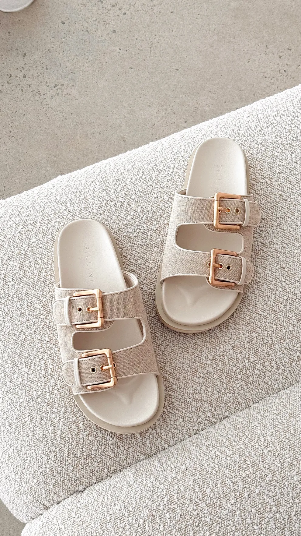 Tenzin Slides - Cream Linen