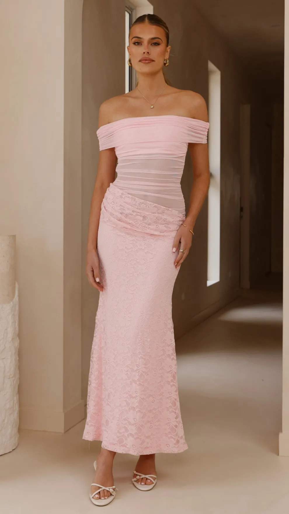 Tiarna Off The Shoulder Maxi Dress - Pink