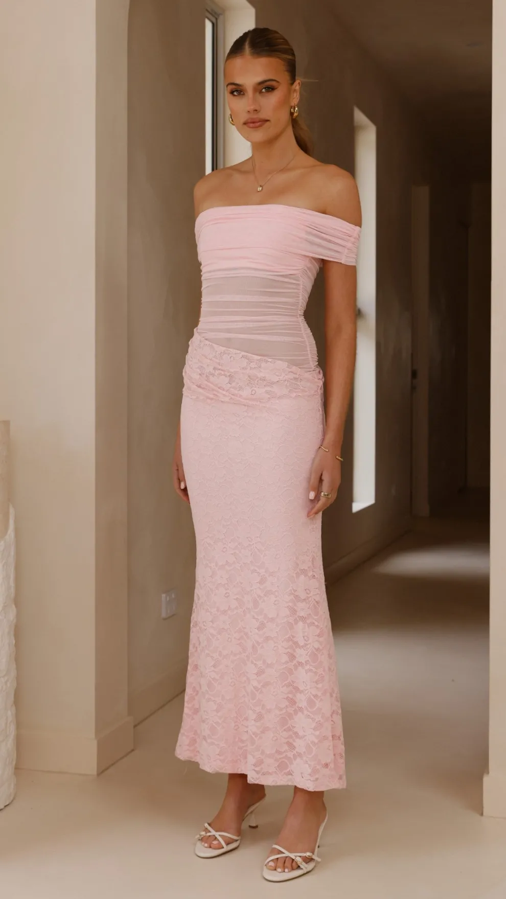 Tiarna Off The Shoulder Maxi Dress - Pink