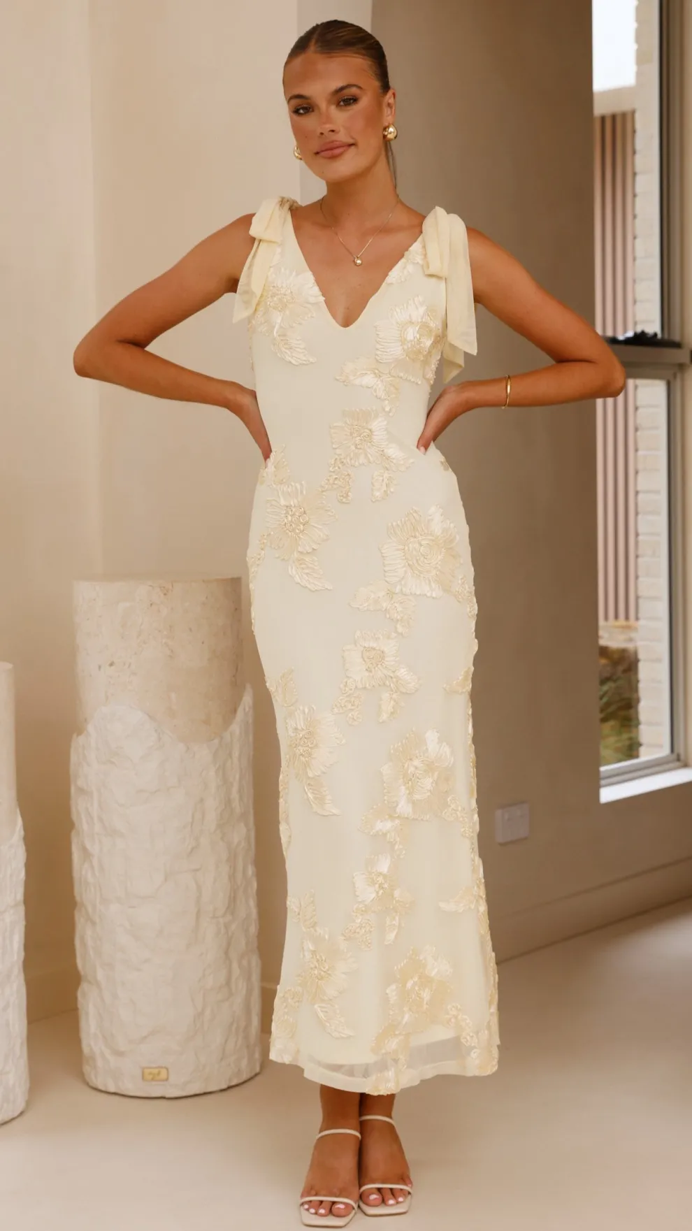 Usha Tie Strap Maxi Dress - Yellow