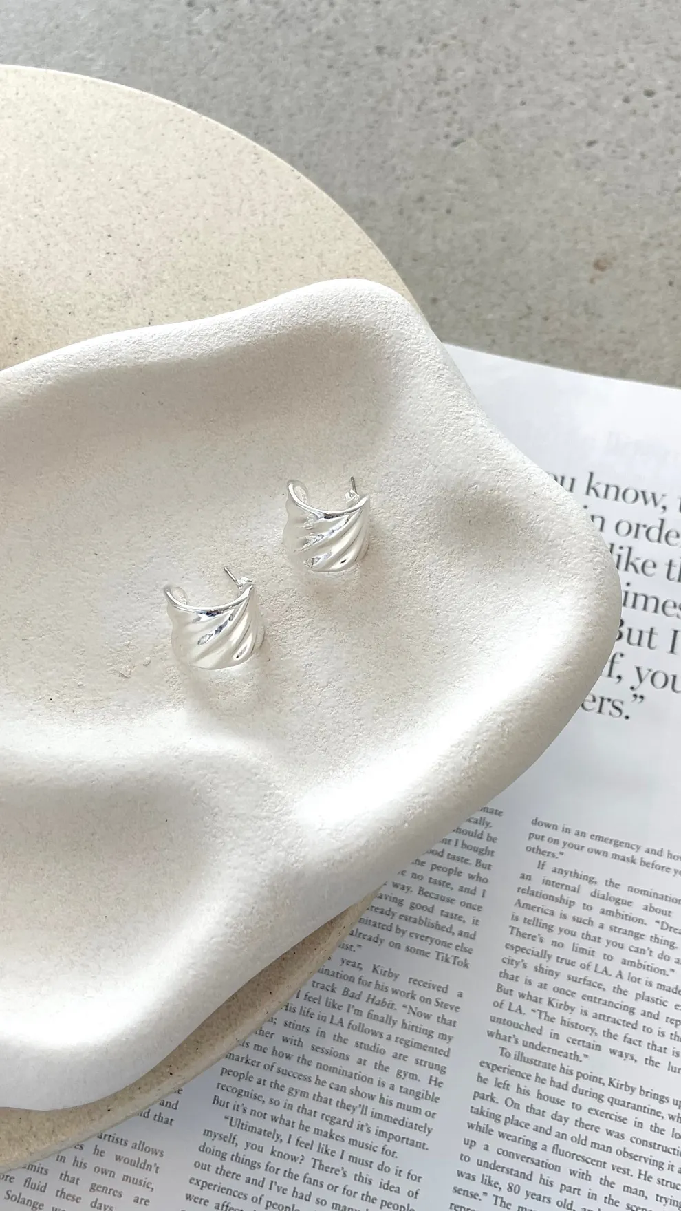 Vera Textured Sterling Silver Plated Earrings - Silver