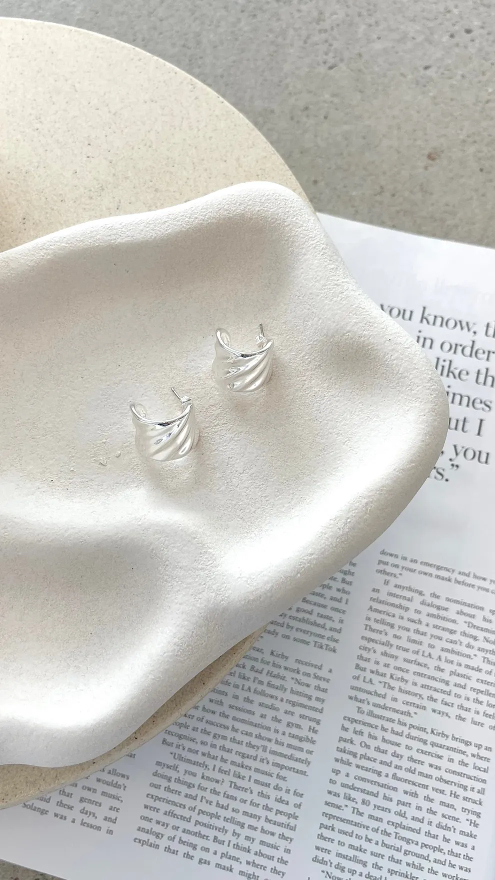 Vera Textured Sterling Silver Plated Earrings - Silver