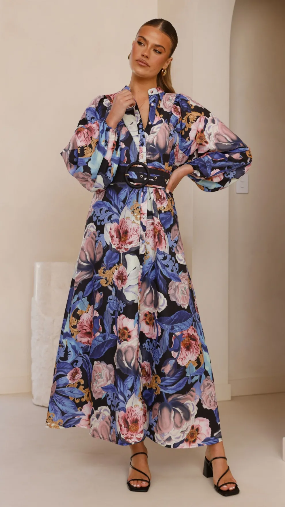 Veronica Button Down Maxi Dress - Azure Donatella