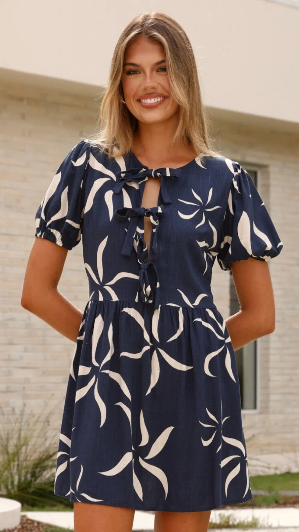 Vida Tie up Mini Dress - Ayana Print