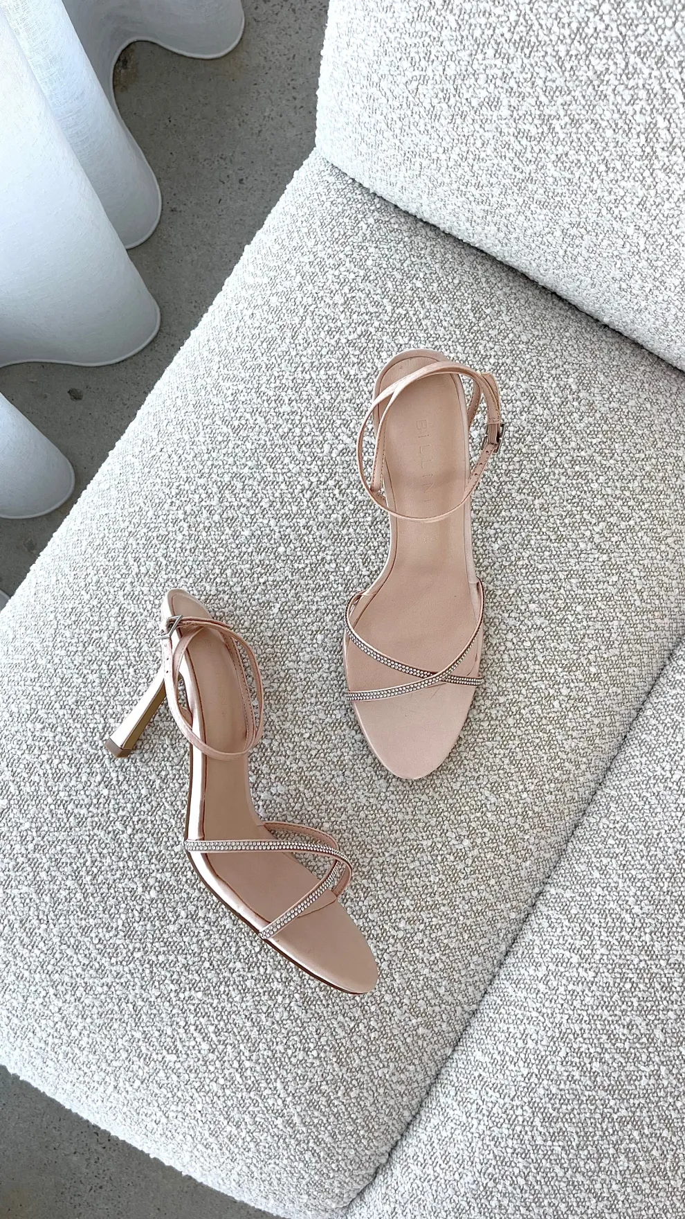 Vixin Heels - Champagne Satin Diamante