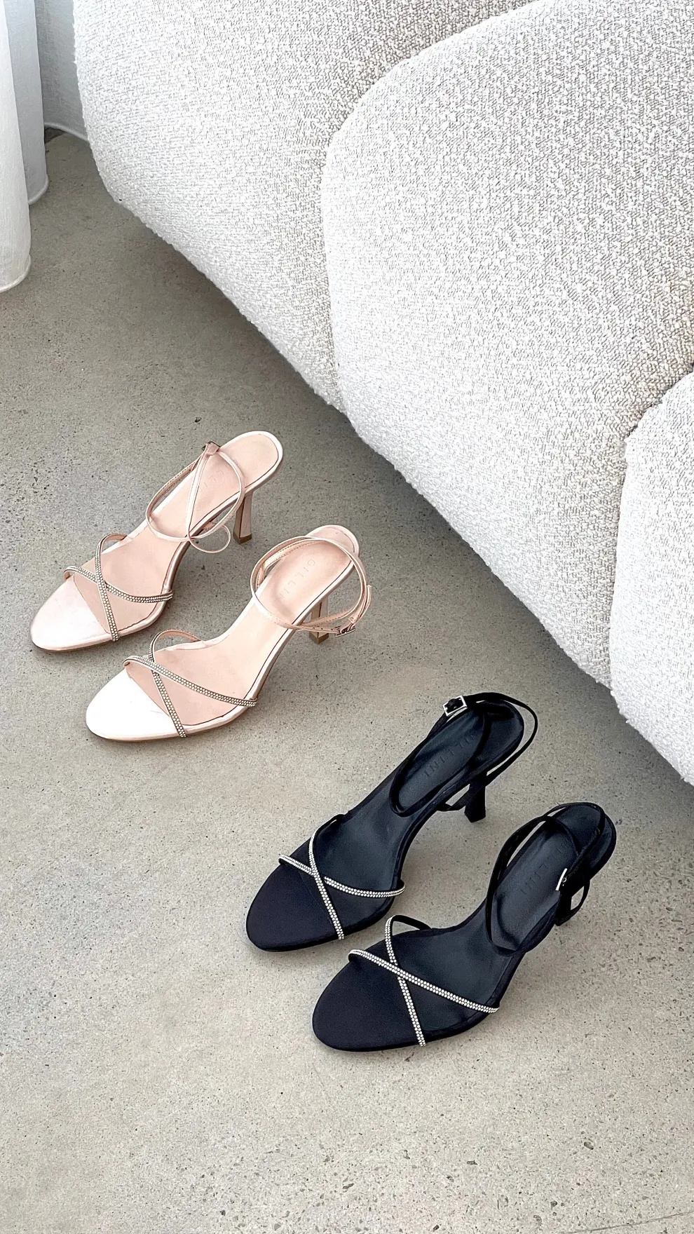 Vixin Heels - Champagne Satin Diamante