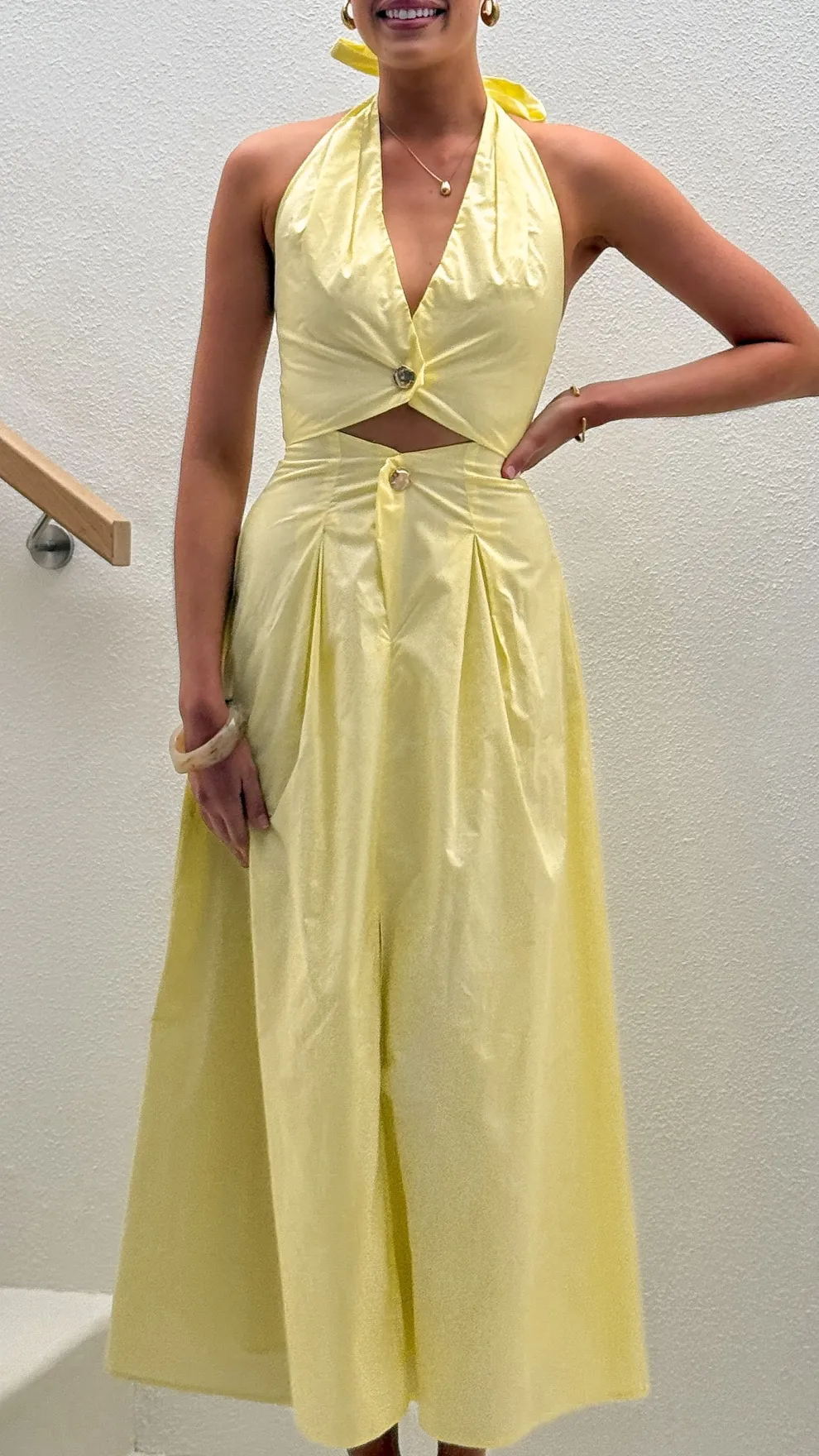 Wesley Halter Neck Maxi Dress - Yellow