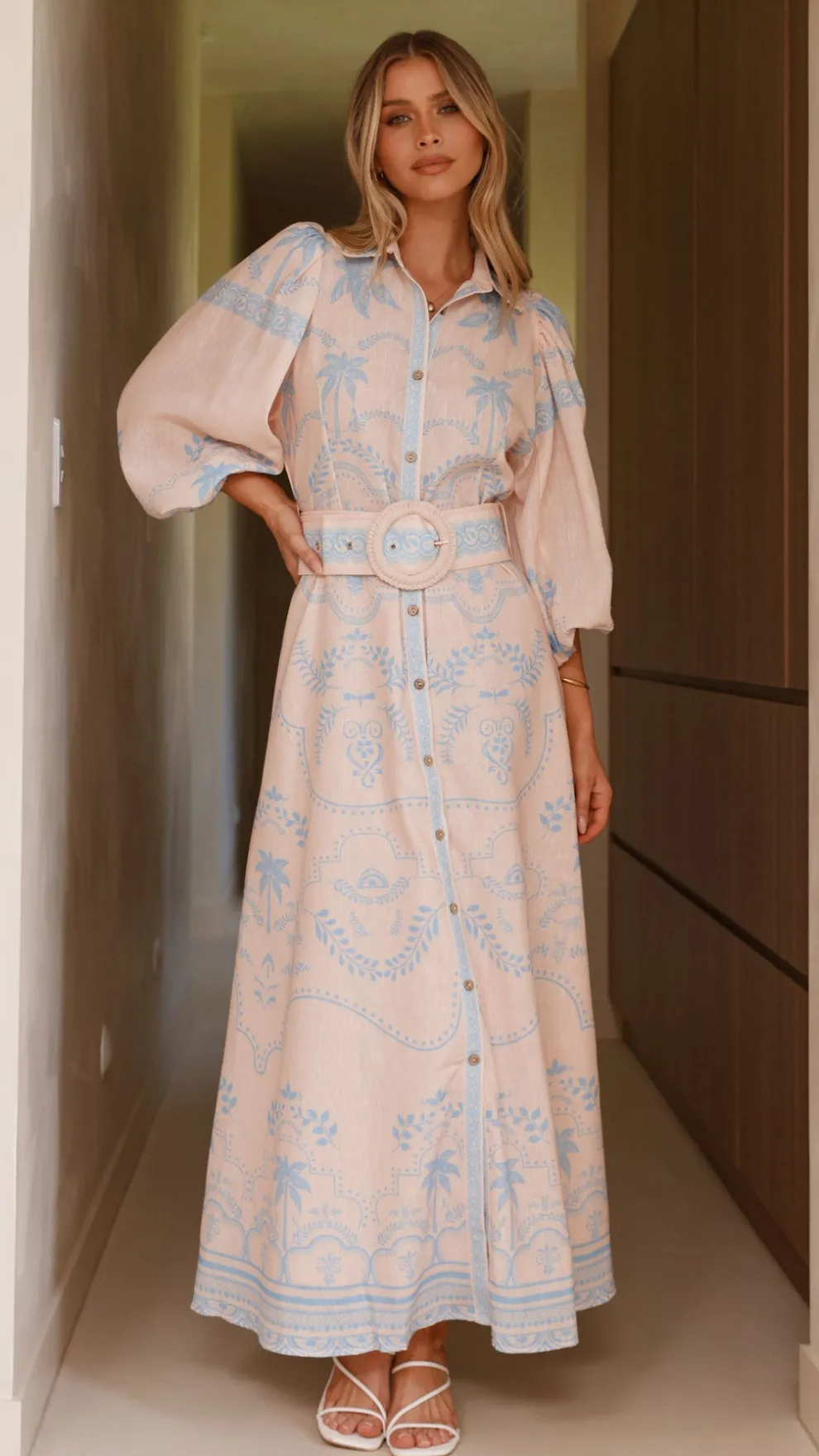 Xander Long Sleeve Maxi Dress - Blue