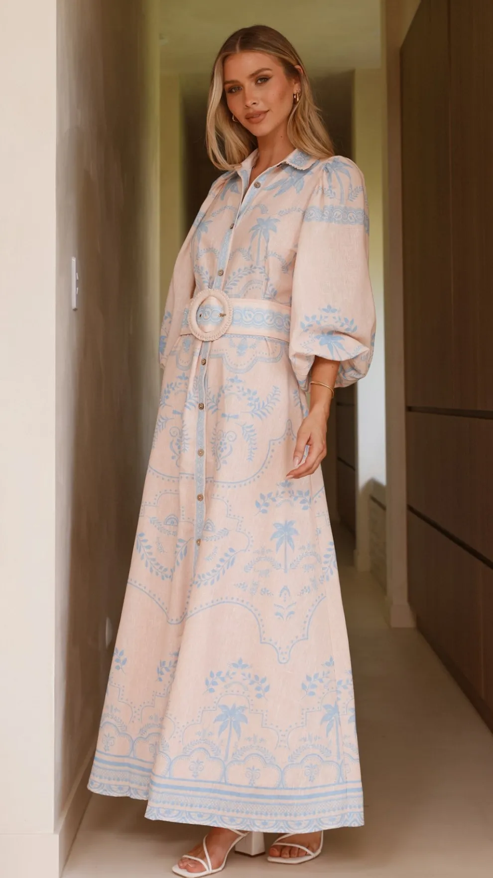 Xander Long Sleeve Maxi Dress - Blue