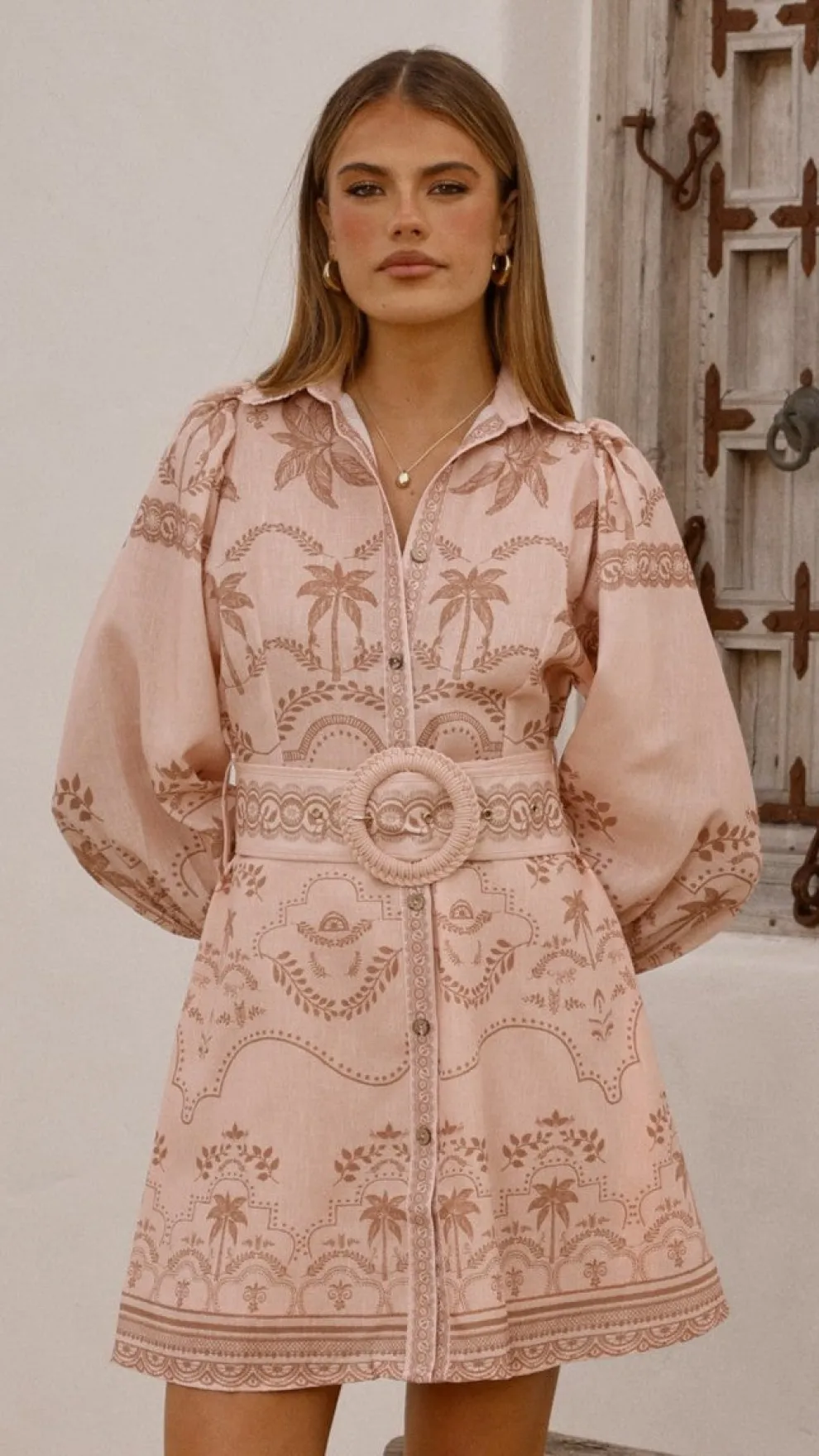 Xander Long Sleeve Mini Dress - Blush