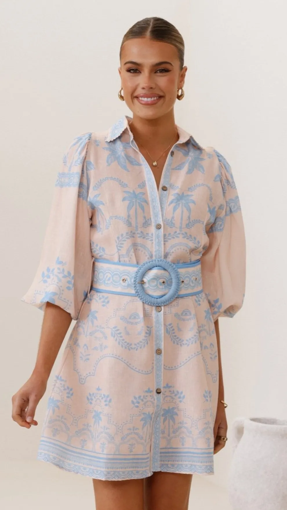 Xander Long Sleeve Mini Dress - Blue