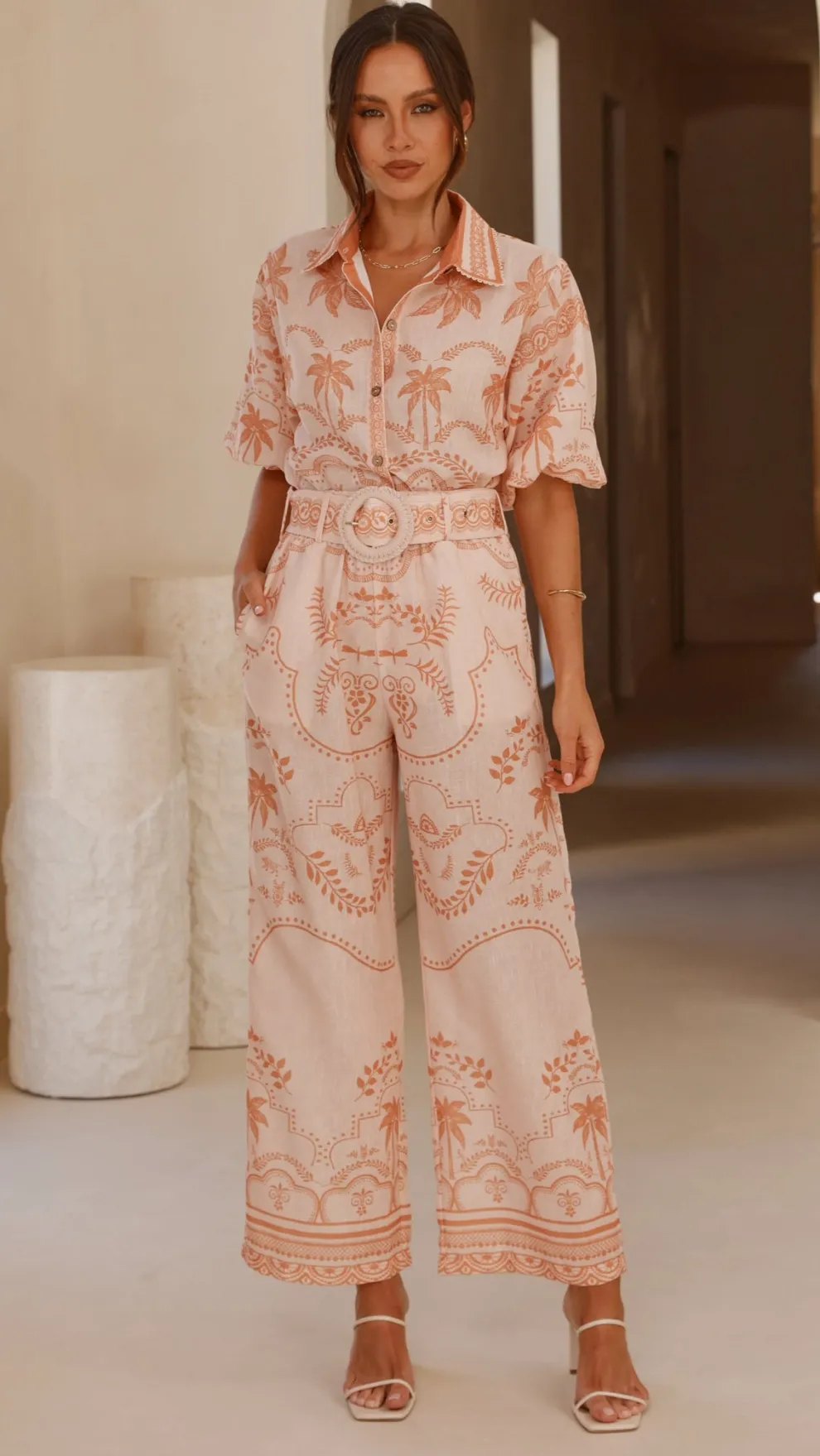 Xander Wide Leg Pants - Natural