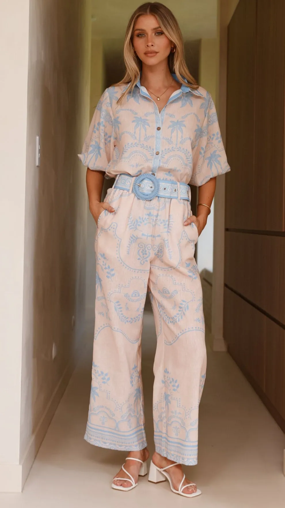 Xander Wide Leg Pants - Blue