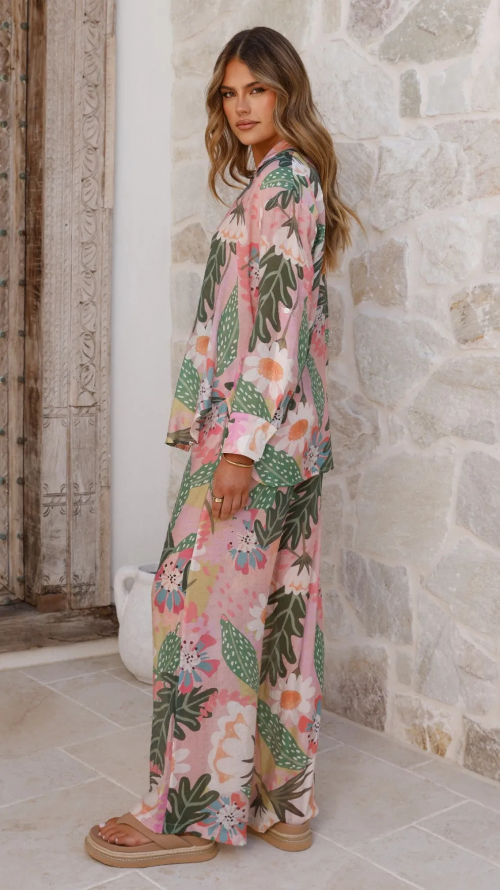 Xiana Button Up Shirt - Tropical Print