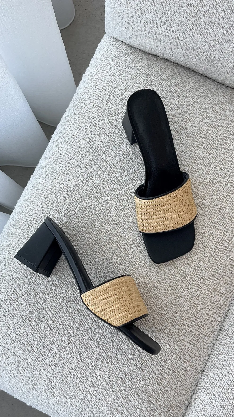 Yarina Heel - Natural Raffia-Black