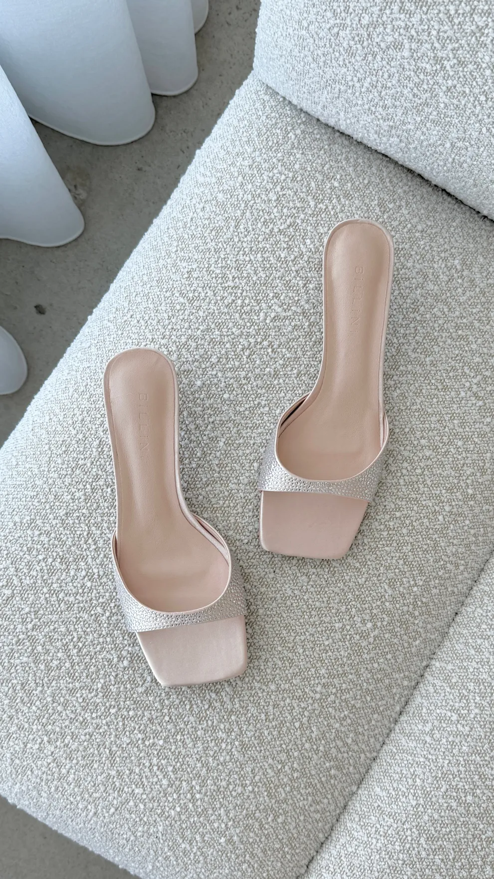 Yiri Heels - Champagne Satin Diamante